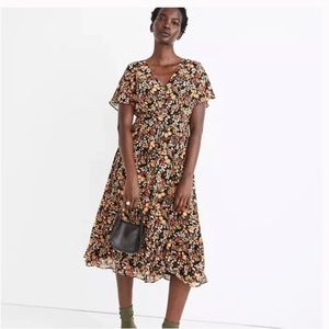 Madewell Dolman Sleeve Ruffle Hem Midi Dress